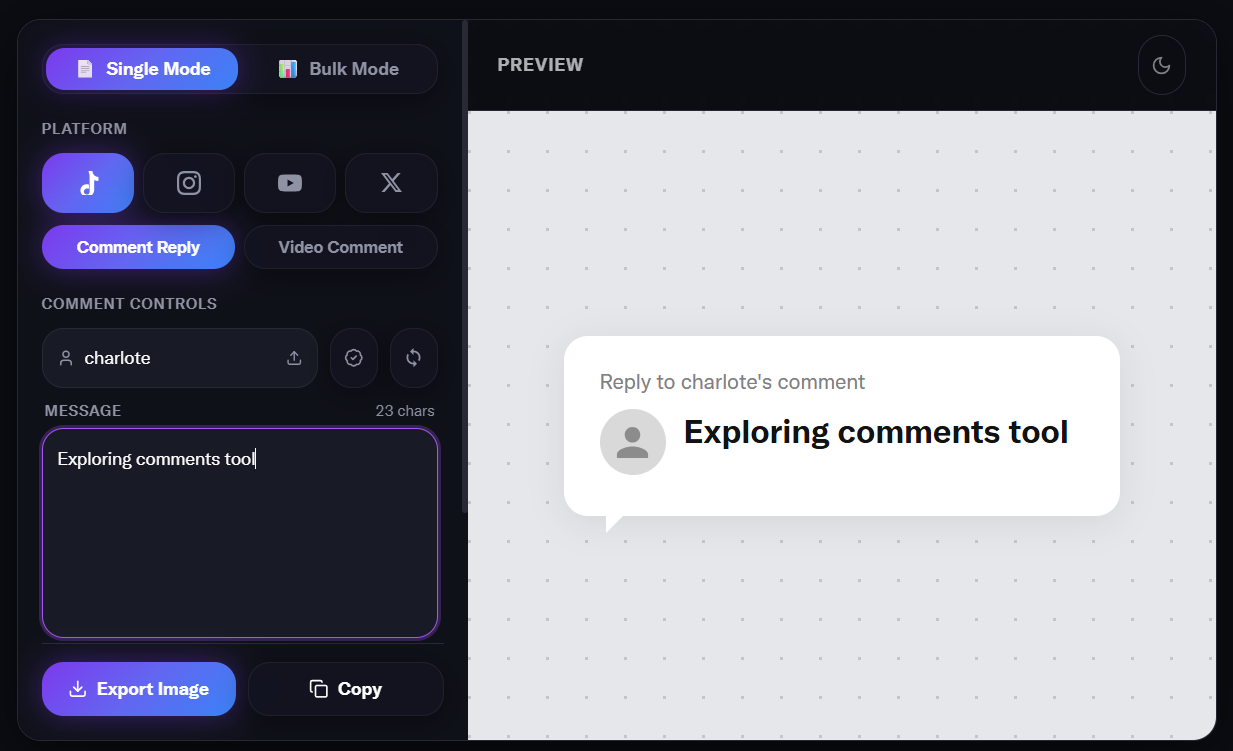Comment Generator Preview